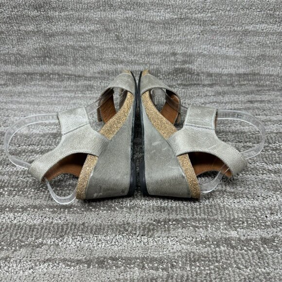 Taos Women Sandal Carousel 2 Size EU 39/US 8-8.5 Gray Leather Wedge Heel Shoe - Picture 5 of 7